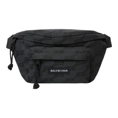 Balenciaga BB MONOGRAM Подпись Жаккард Холщовая Сумка Банан Средний Мужской Черный