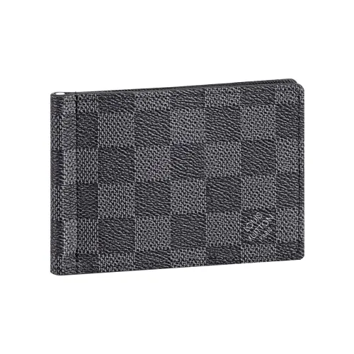 LOUIS VUITTON Коровья кожа Держатель для карт кошелек Стандартный Мужской Серый Черный