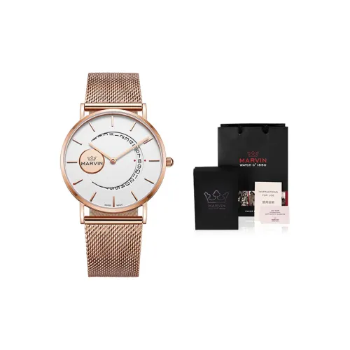 MARVIN DN8 Collection Кварцевый механизм Женские часы 36 мм Белый циферблат Корпус из нержавеющей стали Ремешок из нержавеющей стали