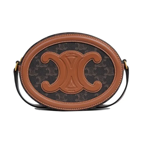 CELINE Cuir Triomphe Canvas Moon Pie Сумка через плечо Сумка Обычная Женская Коричневая