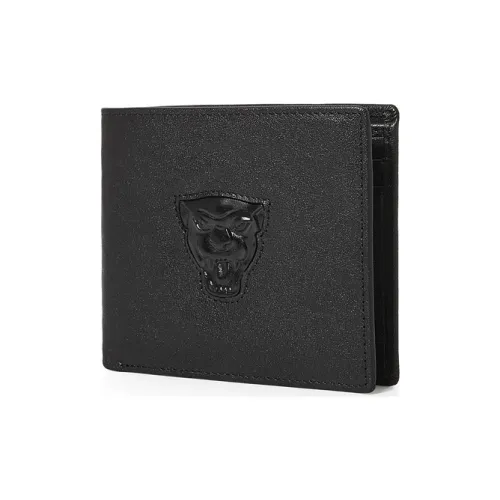 JAGUAR Коровья кожа Короткий кошелек Стандартный Мужской Черный