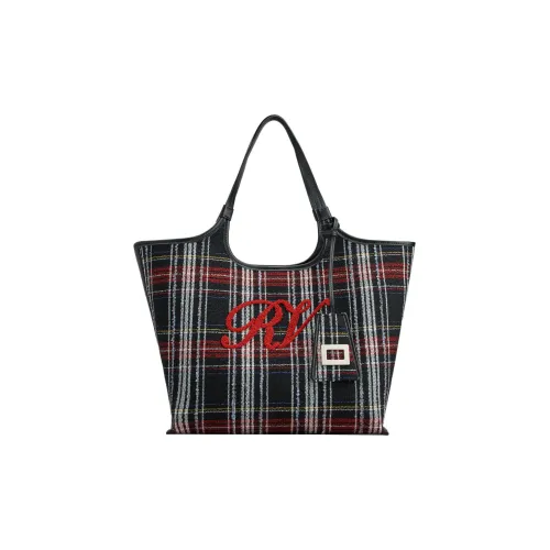 Roger Vivier Твид Вышивка С кожаными вставками Тоут Сумка Сумка для покупок Сумка на плечо Сумка среднего размера Женская Черная