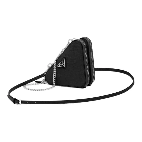 PRADA Saffiano Кожа Портативный Одно плечо Через плечо Клатч Мини Женский Черный