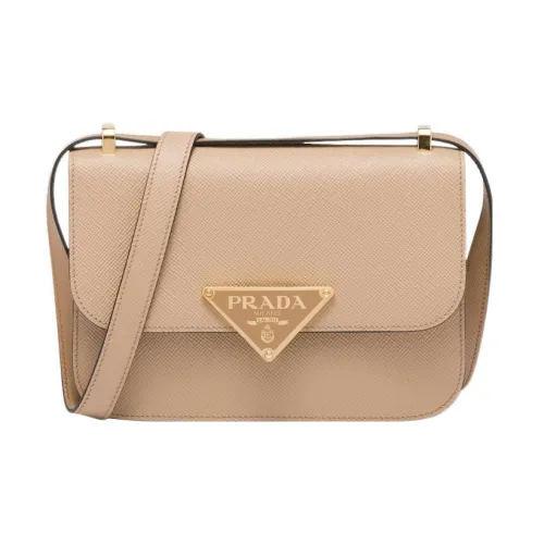 PRADA Saffiano Кожа Сумка через плечо Сумка на плечо Женская Песочно-бежевый Желтый