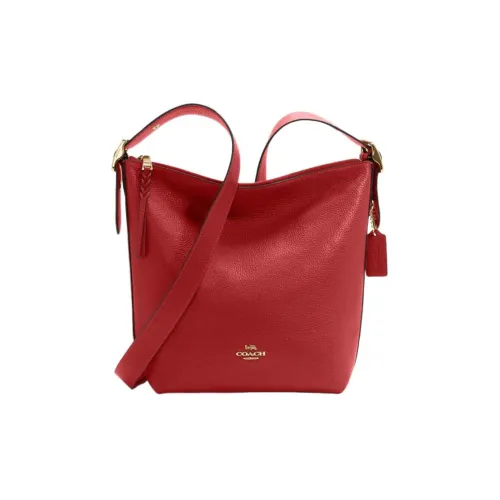 COACH Утонченная дорожная сумка из кожи Pebble сумка через плечо сумка на плечо средний размер женская красная