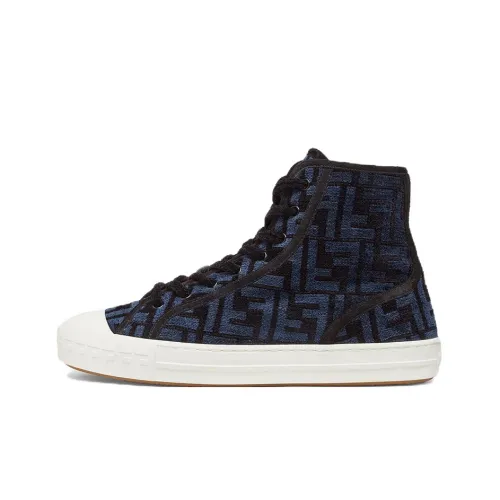 FENDI Domino High Топ Стильные Скейтбординги Женские Синий Черный