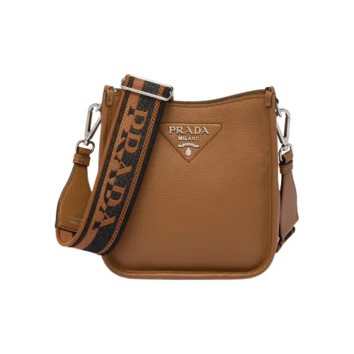 PRADA Сумка через плечо из кожи мини женская карамельного цвета