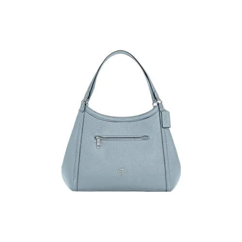 COACH Kristy Pebble Кожа Тоут Сумка Сумка для покупок Сумка через плечо Сумка Большая Женская Ледяной Синий