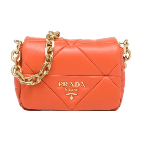 PRADA Кожа Портативный Crossbody Сумка Сумка через плечо Женская Оранжевая