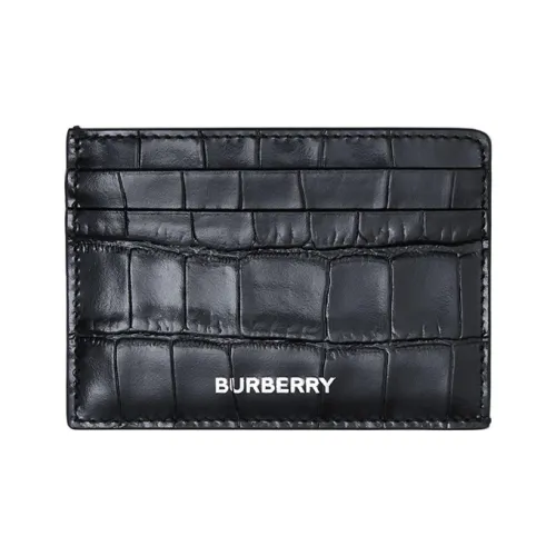Burberry Crocodile Embossed Calfskin Cardholder Regular Men's Black