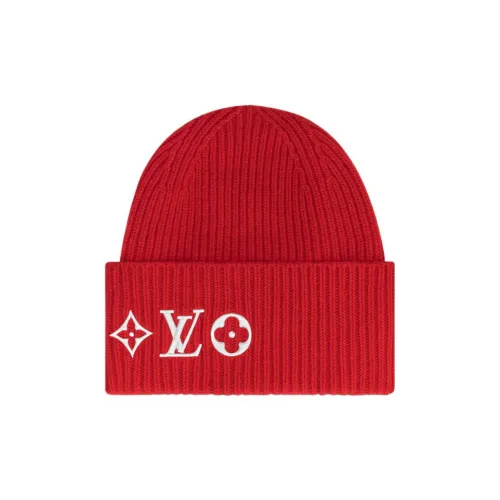 LOUIS VUITTON Шерстяная шапка-бини Женская Красная
