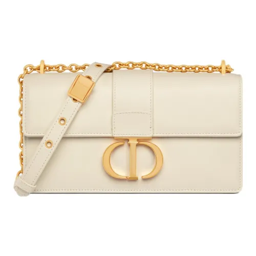 DIOR 30 Montaigne Гладкая коровья кожа Сумка через плечо Маленькая Женская Молочно-белая