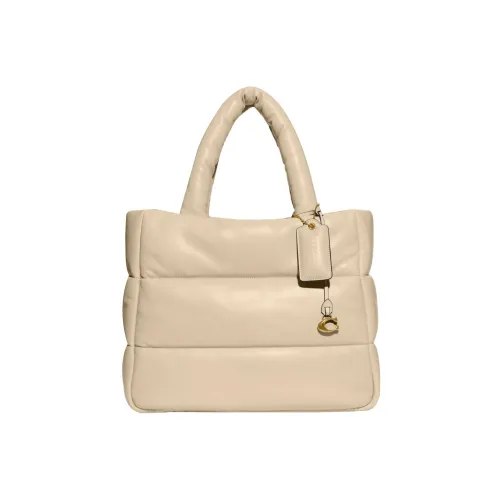 COACH Pillow Кожа Облачная Сумка Тоут Сумка Сумка для покупок Сумка на плечо Сумка Большая Женская Айвори Белый