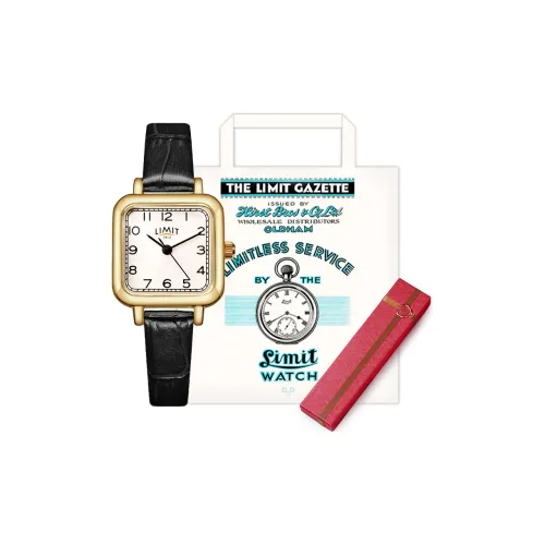 LIMIT Gold Square Watch Женские часы Кварцевый механизм Естественная кожа Ремешок Белый циферблат