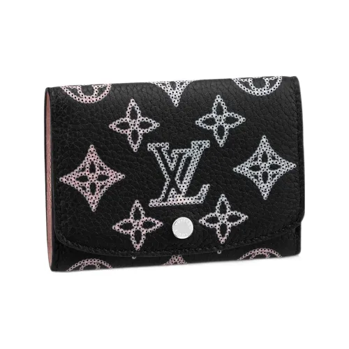 LOUIS VUITTON Перфорированный держатель для карт из телячьей кожи женский черный