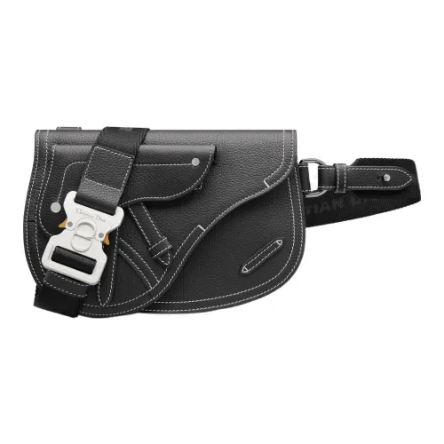 DIOR Grained Телячья кожа Седло Сумка Сумка через плечо Сумка на плечо Сумка через плечо Сумка на пояс Мужская Черная