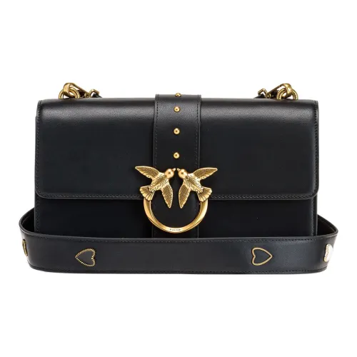 PINKO Коровья кожа Swallow Сумка Маленькая квадратная сумка Сумка через плечо Средний размер Женская Черная