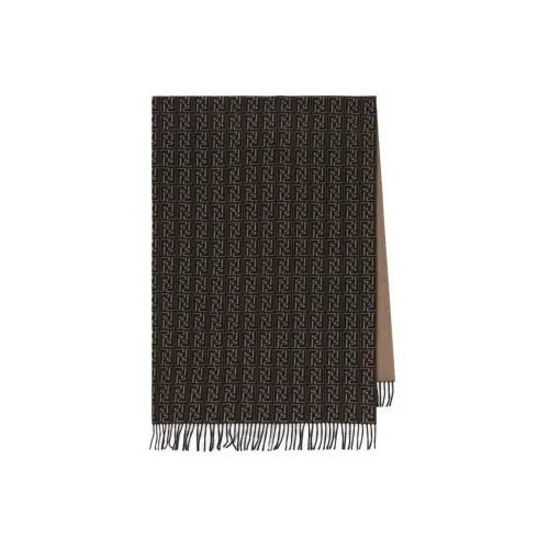 FENDI Шарфы из шерсти Wool Knit Черный/коричневый Унисекс