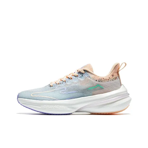 Erke Qitan 4,0 Pro Поддержка Низкий Топ Беговые кроссовки Женские Синий Флуоресцентный Телесный