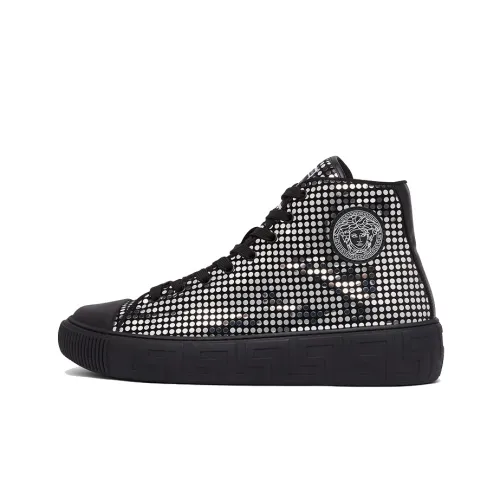 VERSACE Высокие Топы Стильные Скейтбординг Мужские Черные Серебряные