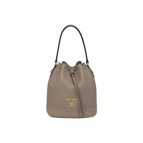 PRADA Телячья кожа Кожа Ведрообразная Сумка Портативная Сумка через плечо Сумка через плечо Женская Светло-Серый