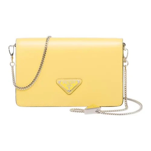 PRADA Блестящая кожа сумка через плечо женская желтая