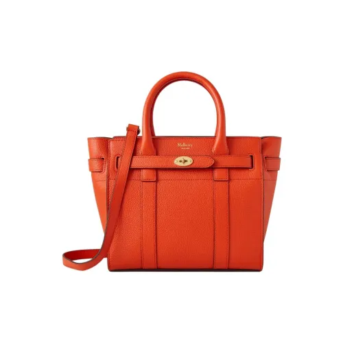 Mulberry Bayswater Коровья кожа крупнозернистая Сумка через плечо Сумка Маленькая Женская Кораллово-оранжевая