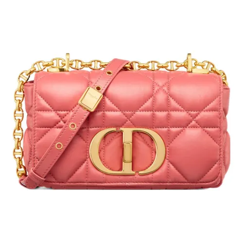 DIOR Caro Телячья кожа Ручная Сумка через плечо Маленькая Женская Розовая Кораллово-розовая