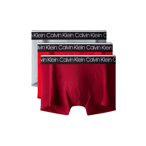 Calvin Klein 3 пачки красных + темно-красных + светло-серых мужских боксеров