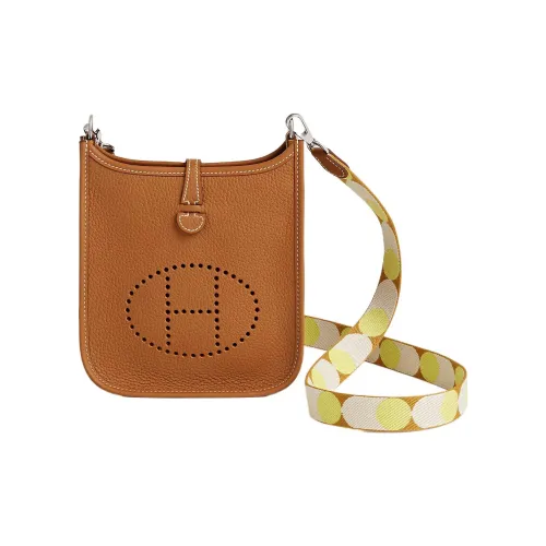 HERMES Evelyne Clemence Телячья кожа Сумка через плечо Сумка на плечо Мини Женская Золотисто-коричневый