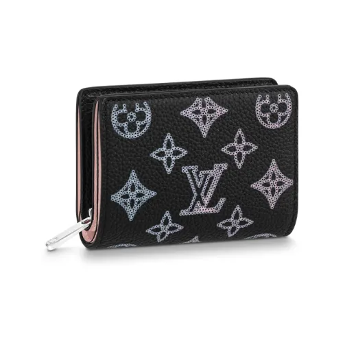 LOUIS VUITTON Телячья кожа Держатель для карт кошелек Женские Черный