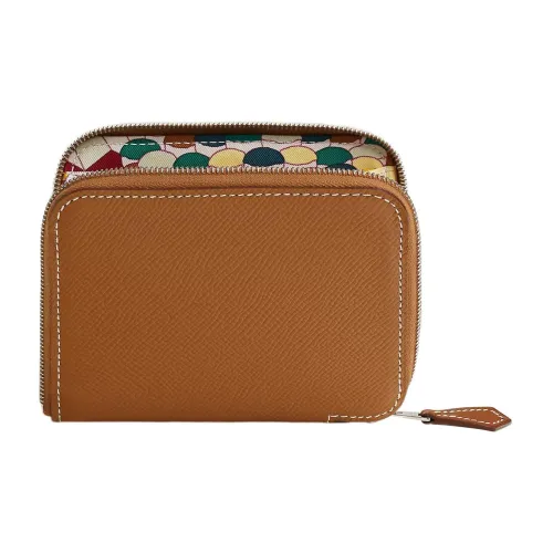 HERMES Silk'In Epsom BARENIA Телячья кожа Монета Кошелек Кошелек Женские Золотой Пыльно-голубой