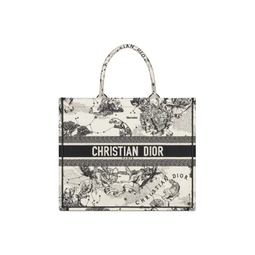 DIOR BookTote Вышивка Сумка-тоут Сумка для покупок Сумка Большая Женская Бежевая Черная