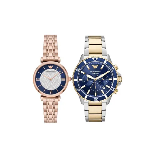EMPORIO ARMANI Watch Кварцевый механизм Нержавеющая сталь Ремешок 41 мм Синий циферблат Унисекс AR11362+AR11423