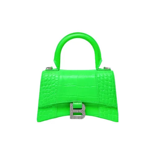 Balenciaga HOURGLASS Сумка через плечо из коровьей кожи Сумка Extra Small Женская Неоново-зеленый