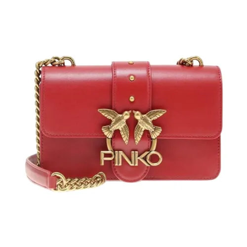 PINKO Коровья кожа Swallow Сумка Маленькая квадратная сумка Сумка через плечо Мини Женская Красная