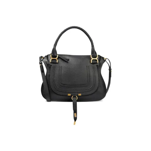 Chloe Marcie Рельефная Телячья Кожа Сумка через плечо Сумка среднего размера Женская Черная