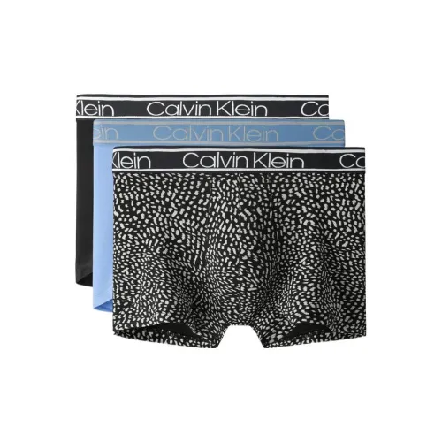 Calvin Klein 3 упаковки Черный + Черный с Белым пятном + Небесно-синий Мужские боксер-шорты