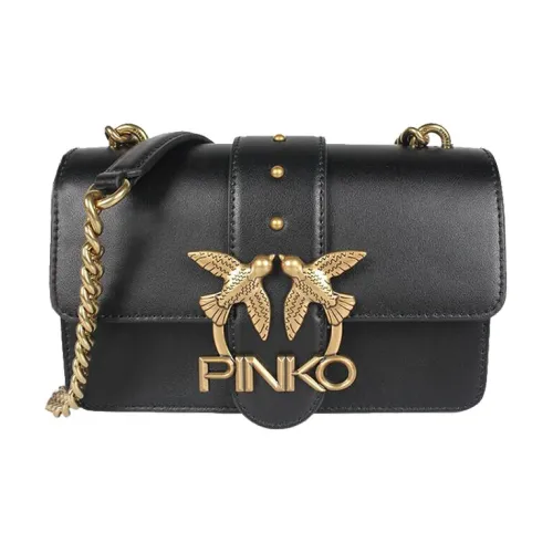 PINKO Коровья кожа Swallow Сумка Маленькая квадратная сумка Сумка через плечо Мини Женская Черная