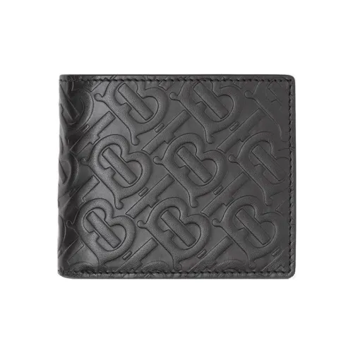 Burberry Коровья кожа Двойной складной кошелек Мужской Черный