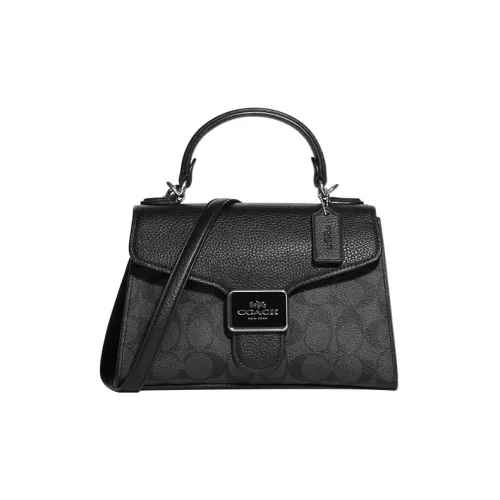 COACH Перец Фирменный Покрытый холст с Утонченный Галечный Кожа Сумка Сумка через плечо Маленькая Сумка через плечо