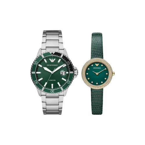 EMPORIO ARMANI Watch Кварцевый механизм Нержавеющая сталь Ремешок 43 мм Зеленый циферблат Унисекс