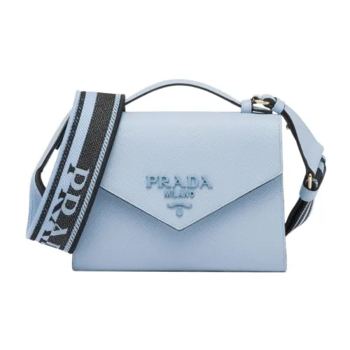 PRADA Saffiano Кожа Курьерская Сумка Сумка Сумка через плечо Сумка через плечо Женская Небесно-голубая