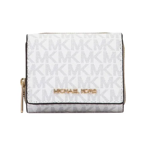 MICHAEL KORS Jet Set Travel Покрытый холст Держатель для карт кошелек Маленький Женский Серый Белый