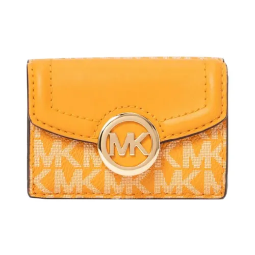 MICHAEL KORS Fulton Холст и Кожа Держатель для Карт и Кошелек Экстра Маленький Женский HONEYCOMB Желтый