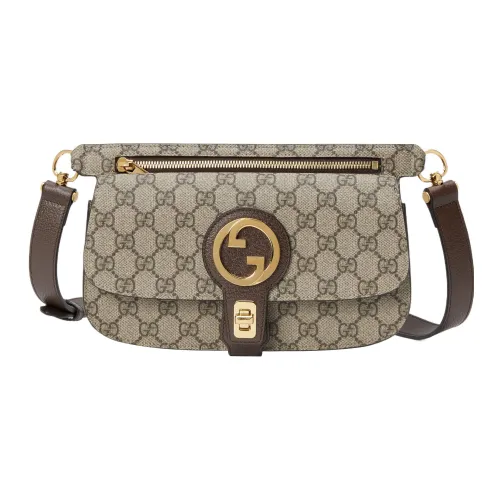 GUCCI Blondie Холст с кожей Бананка Мужской Эбеновый Коричневый