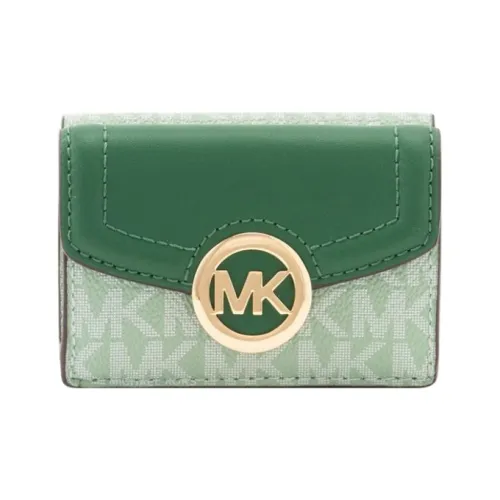 MICHAEL KORS Fulton Холст и Кожа Держатель для Карт и Кошелек Экстра Маленький Женский Зеленый