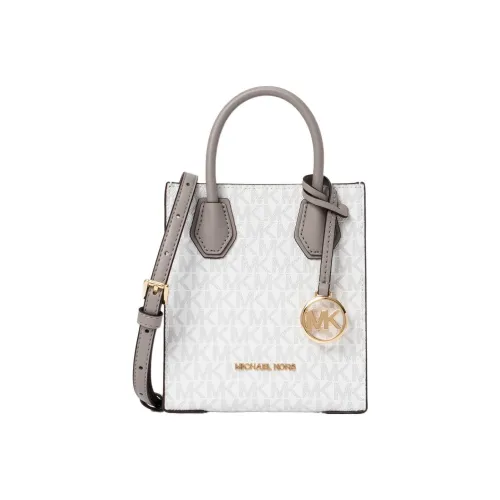 MICHAEL KORS Mercer Холст и Кожаная Сумка через плечо Сумка Экстра Маленькая Женская Серый и Белый