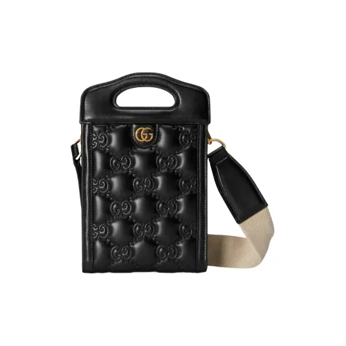 GUCCI GG Matelassé Кожа Сумка-тоут для телефона Сумка через плечо Мини Сумка Женская Черная
