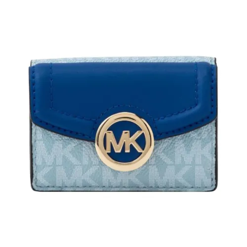 MICHAEL KORS Fulton Холст и Кожа Держатель для Карт и Кошелек Экстра Маленький Женский Королевский Синий и Ледяной Синий